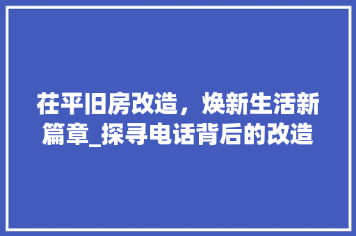 茌平旧房改造，焕新生活新篇章_探寻电话背后的改造故事