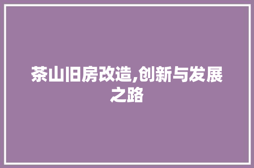 茶山旧房改造,创新与发展之路