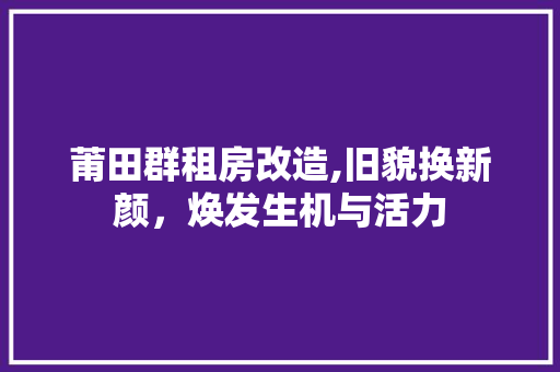 莆田群租房改造,旧貌换新颜，焕发生机与活力