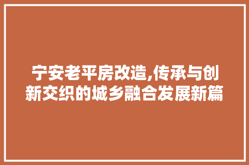 宁安老平房改造,传承与创新交织的城乡融合发展新篇章