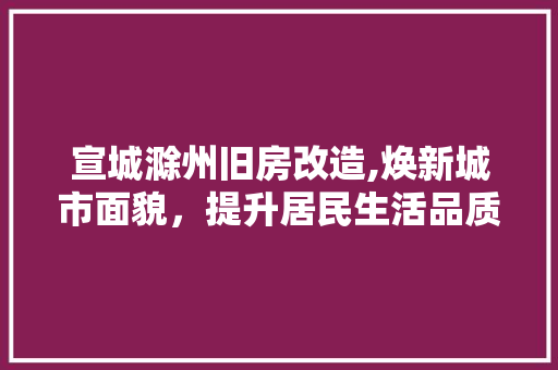 宣城滁州旧房改造,焕新城市面貌，提升居民生活品质