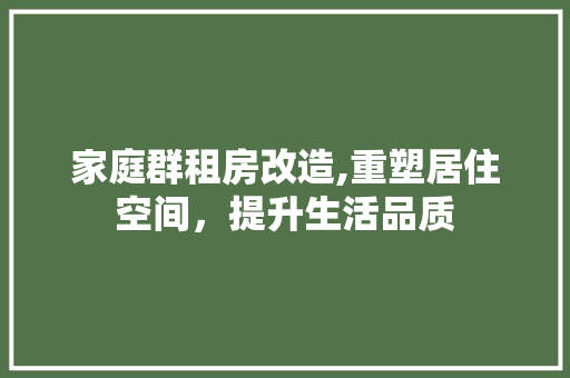 家庭群租房改造,重塑居住空间，提升生活品质