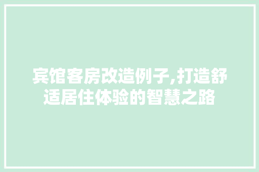 宾馆客房改造例子,打造舒适居住体验的智慧之路