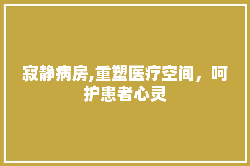 寂静病房,重塑医疗空间，呵护患者心灵