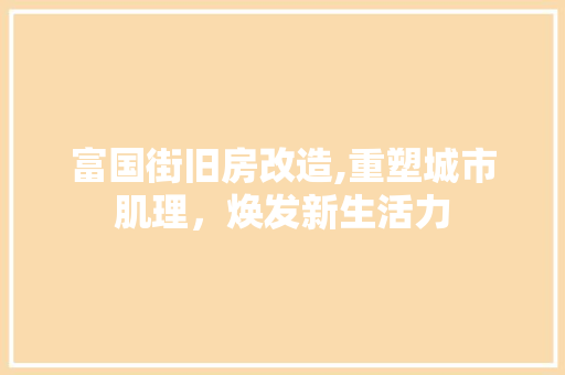 富国街旧房改造,重塑城市肌理，焕发新生活力