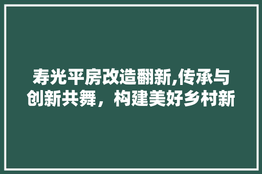 寿光平房改造翻新,传承与创新共舞，构建美好乡村新生活