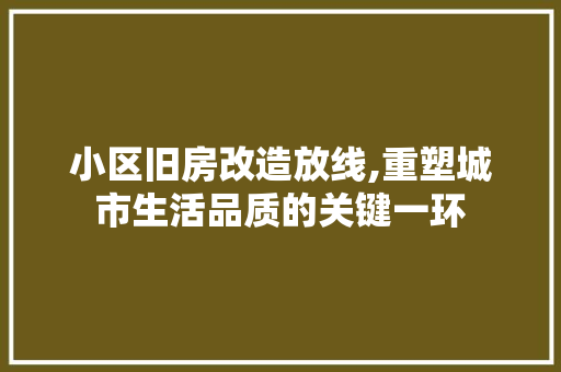 小区旧房改造放线,重塑城市生活品质的关键一环