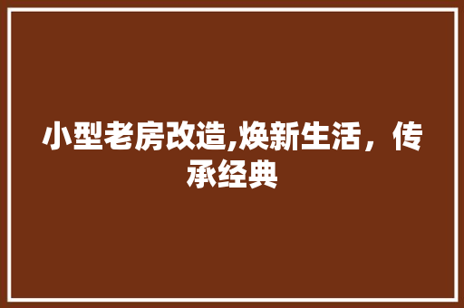 小型老房改造,焕新生活，传承经典