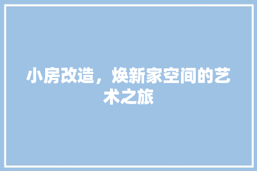 小房改造，焕新家空间的艺术之旅