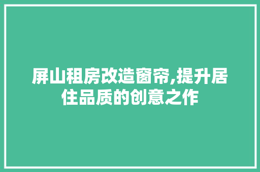 屏山租房改造窗帘,提升居住品质的创意之作
