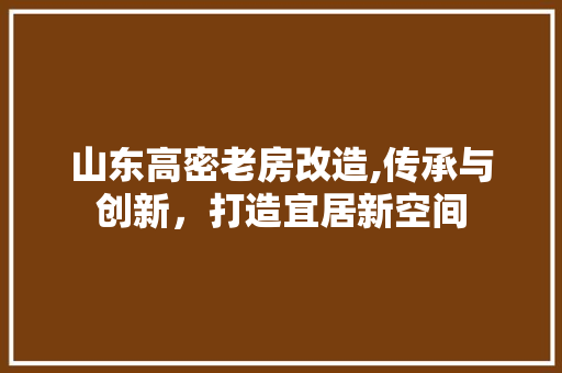 山东高密老房改造,传承与创新，打造宜居新空间