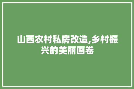 山西农村私房改造,乡村振兴的美丽画卷