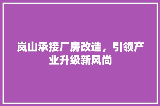 岚山承接厂房改造，引领产业升级新风尚