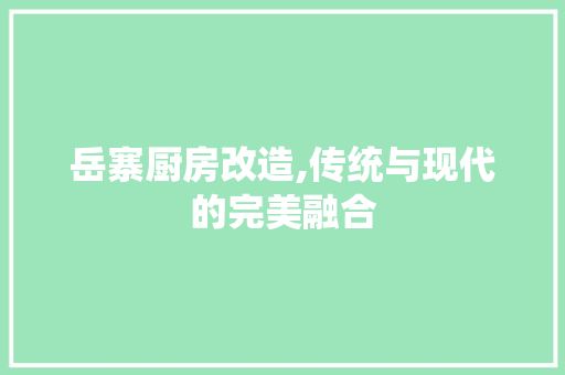 岳寨厨房改造,传统与现代的完美融合
