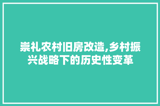 崇礼农村旧房改造,乡村振兴战略下的历史性变革