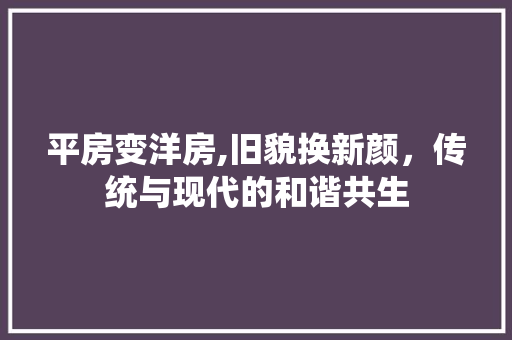 平房变洋房,旧貌换新颜，传统与现代的和谐共生