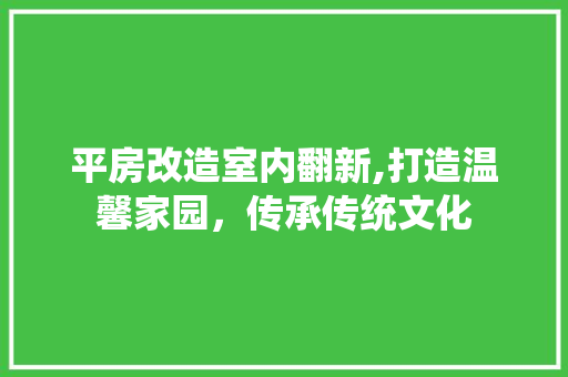 平房改造室内翻新,打造温馨家园，传承传统文化