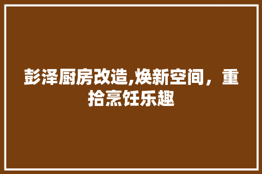 彭泽厨房改造,焕新空间，重拾烹饪乐趣