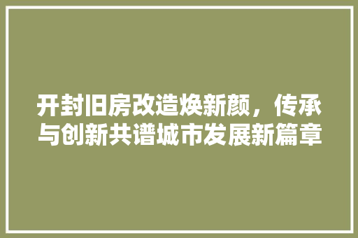 开封旧房改造焕新颜，传承与创新共谱城市发展新篇章