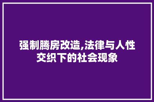 强制腾房改造,法律与人性交织下的社会现象