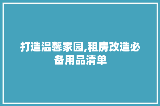 打造温馨家园,租房改造必备用品清单
