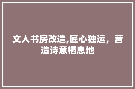 文人书房改造,匠心独运，营造诗意栖息地