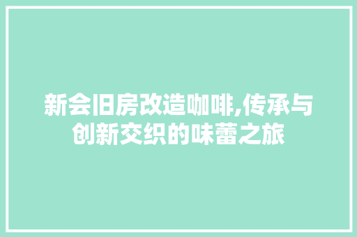 新会旧房改造咖啡,传承与创新交织的味蕾之旅