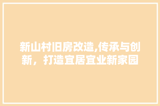 新山村旧房改造,传承与创新，打造宜居宜业新家园