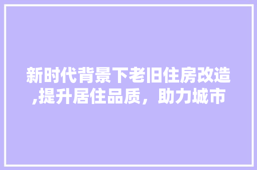新时代背景下老旧住房改造,提升居住品质，助力城市可持续发展