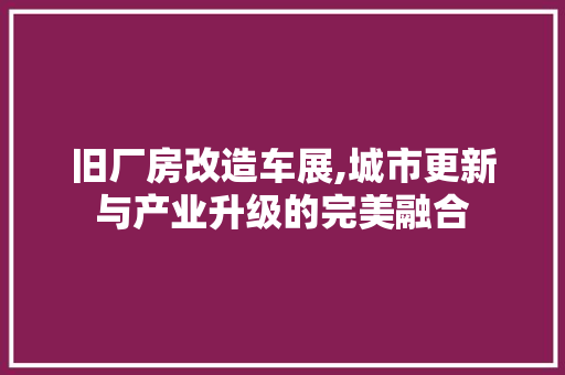 旧厂房改造车展,城市更新与产业升级的完美融合