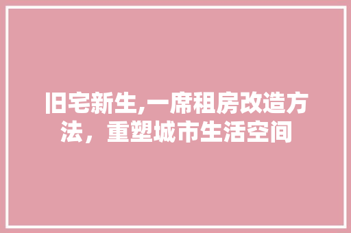 旧宅新生,一席租房改造方法，重塑城市生活空间