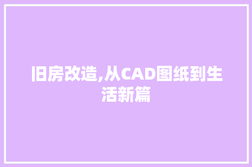 旧房改造,从CAD图纸到生活新篇