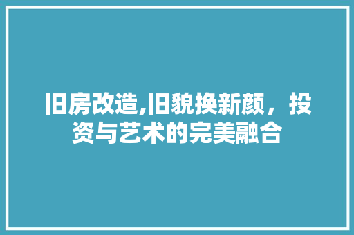 旧房改造,旧貌换新颜，投资与艺术的完美融合