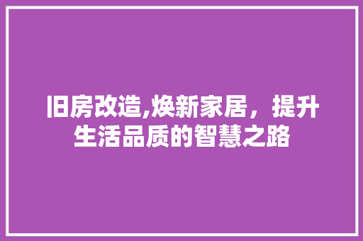 旧房改造,焕新家居，提升生活品质的智慧之路