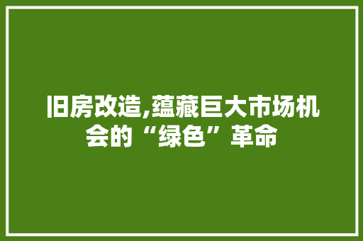旧房改造,蕴藏巨大市场机会的“绿色”革命