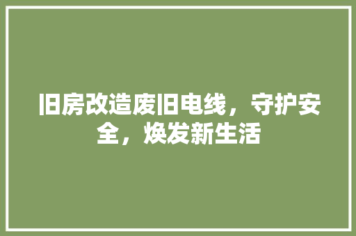 旧房改造废旧电线，守护安全，焕发新生活