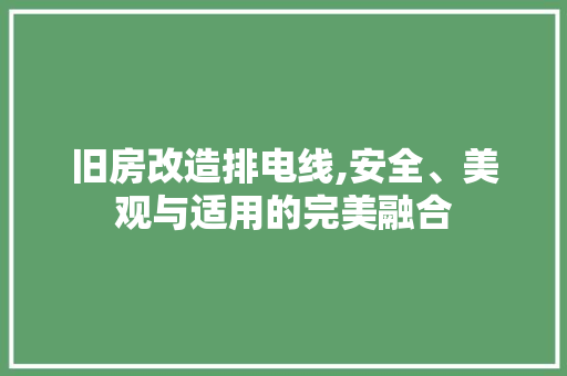 旧房改造排电线,安全、美观与适用的完美融合
