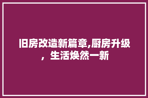 旧房改造新篇章,厨房升级，生活焕然一新