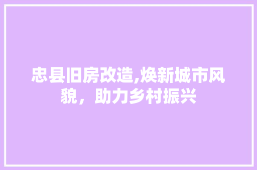 忠县旧房改造,焕新城市风貌，助力乡村振兴