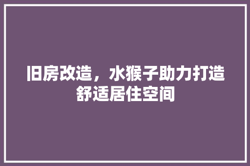 旧房改造，水猴子助力打造舒适居住空间