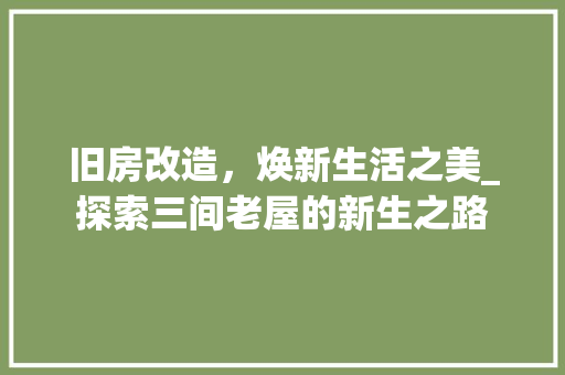 旧房改造，焕新生活之美_探索三间老屋的新生之路