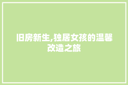 旧房新生,独居女孩的温馨改造之旅