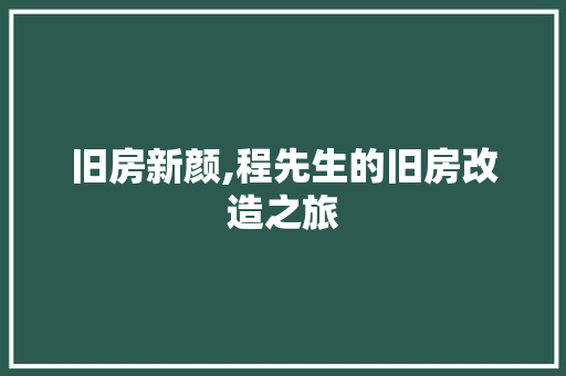 旧房新颜,程先生的旧房改造之旅
