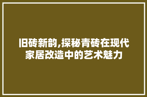 旧砖新韵,探秘青砖在现代家居改造中的艺术魅力