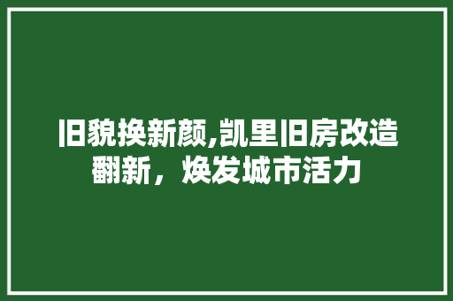 旧貌换新颜,凯里旧房改造翻新，焕发城市活力