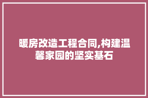 暖房改造工程合同,构建温馨家园的坚实基石