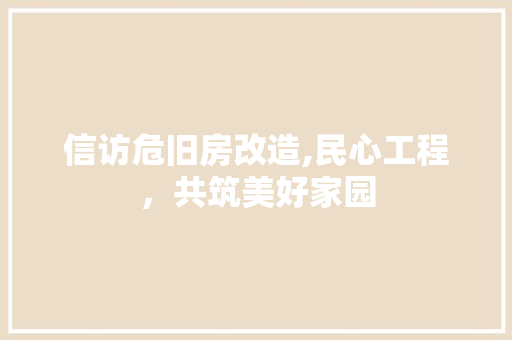 信访危旧房改造,民心工程，共筑美好家园