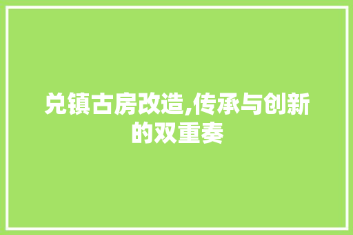 兑镇古房改造,传承与创新的双重奏