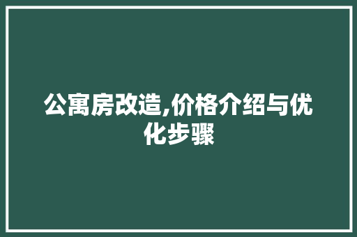 公寓房改造,价格介绍与优化步骤