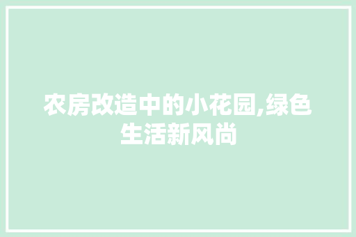 农房改造中的小花园,绿色生活新风尚